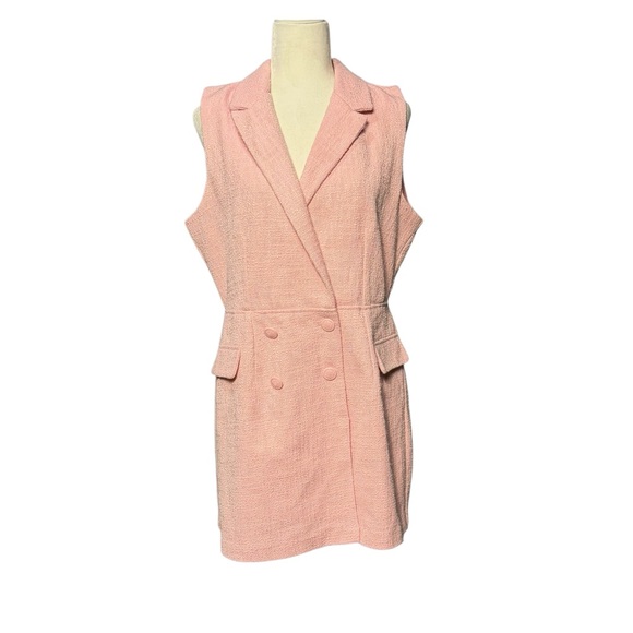 Steve Madden Paris Light Pink Tweed Collared Romper NWT LARGE - Picture 5 of 9